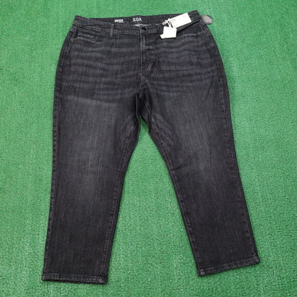 NWT ANA A NEW APPROACH HIGH RISE STRAIGHT BLACK DENIM JEANS WOMENS 20W 20 NEW! - Picture 1 of 9